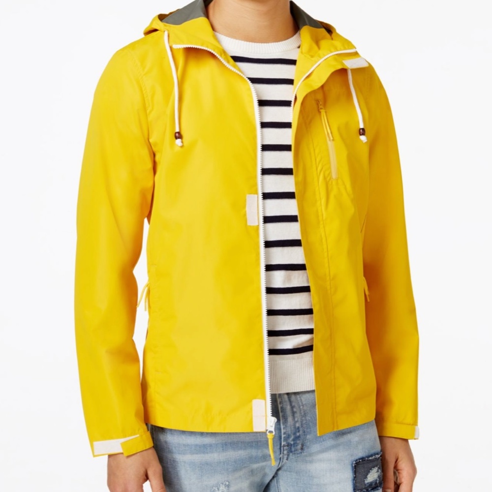 American Rag Men's Yellow Gold Hooded Rain Jacket Windbreaker Size Medium